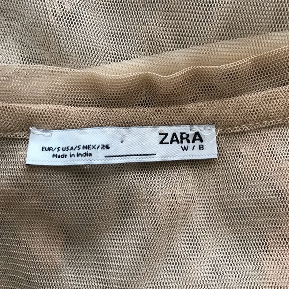 ❤️3X20 ZARA Sheer Embroidered And Sequins Tan Top | S - Picture 12 of 13